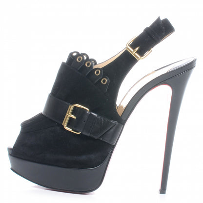 Christian Louboutin Velour Jem 150 Peep Toe Heels 42 Black 1 of 6