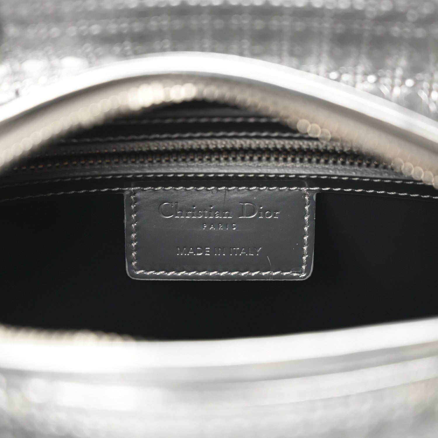 Christian Dior Metallic Patent Micro-Cannage Medium Lady Dior Silver 6 of 10