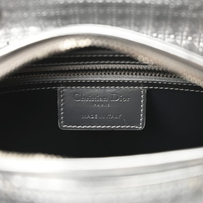 Christian Dior Metallic Patent Micro-Cannage Medium Lady Dior Silver 6 of 10