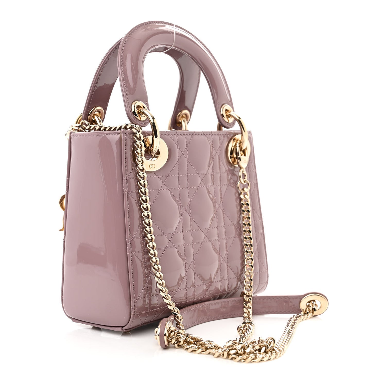 Patent Cannage Mini Lady Dior Peony Pink