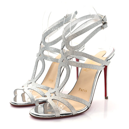 Christian Louboutin Glitter Renee 100 Sandals 36.5 Silver 7 of 18