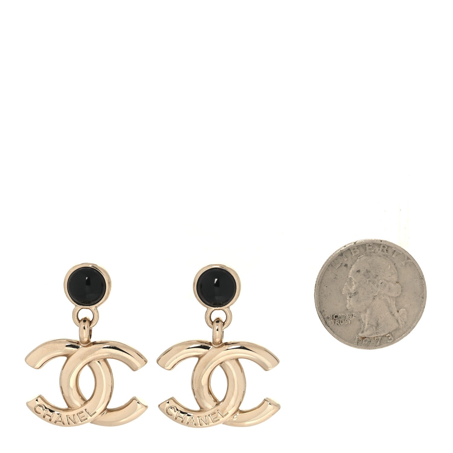 Chanel Resin CC Drop Earrings Gold Black 2 of 5