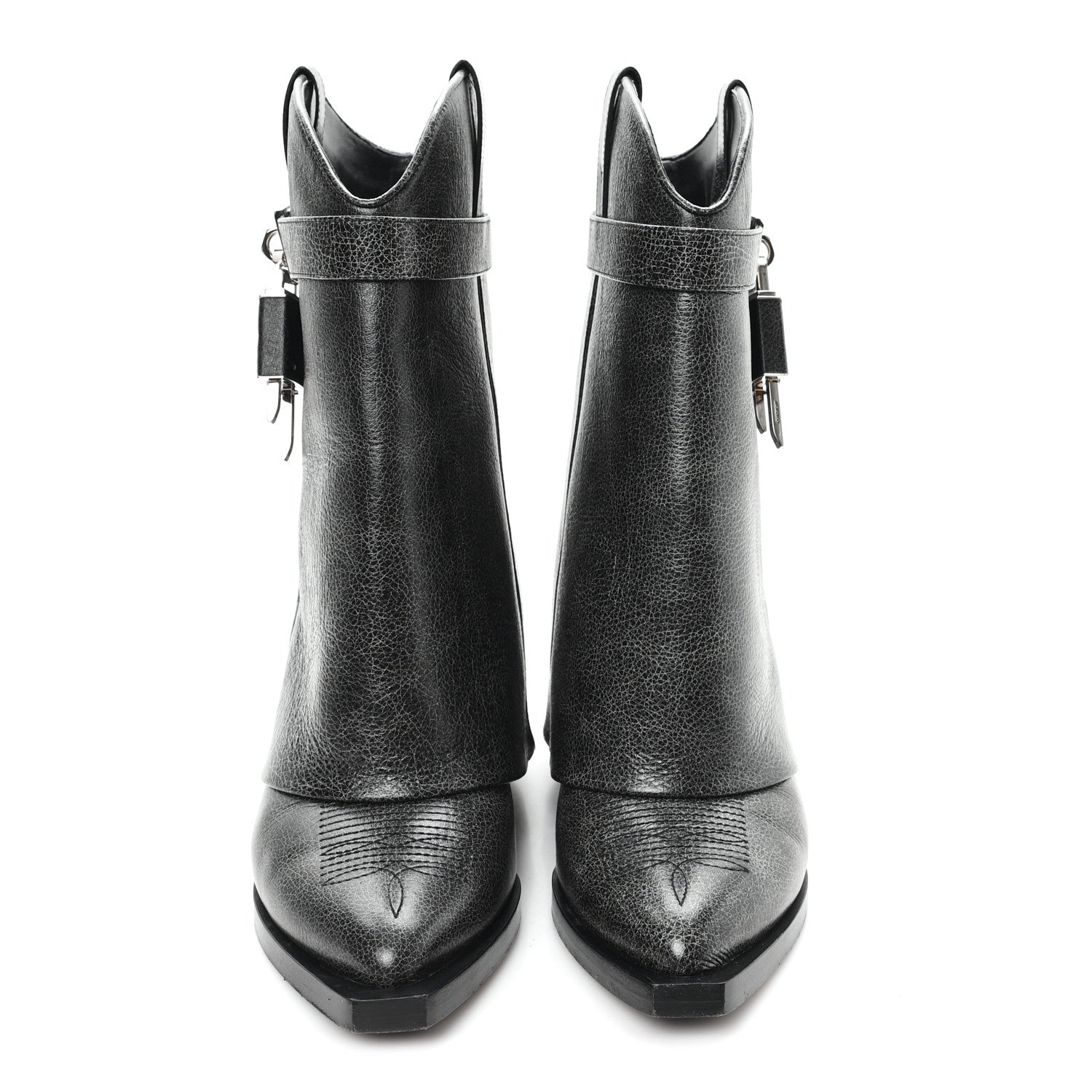 Givenchy Aged Calfskin Cowboy Shark Lock Ankle Boots 39 3 of 9