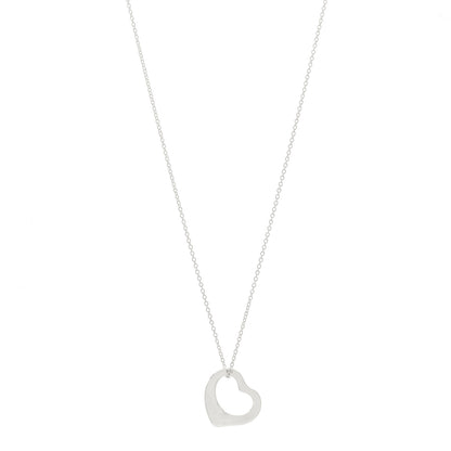 Tiffany Sterling Silver 11mm Elsa Peretti Open Heart Pendant Necklace 1 of 6