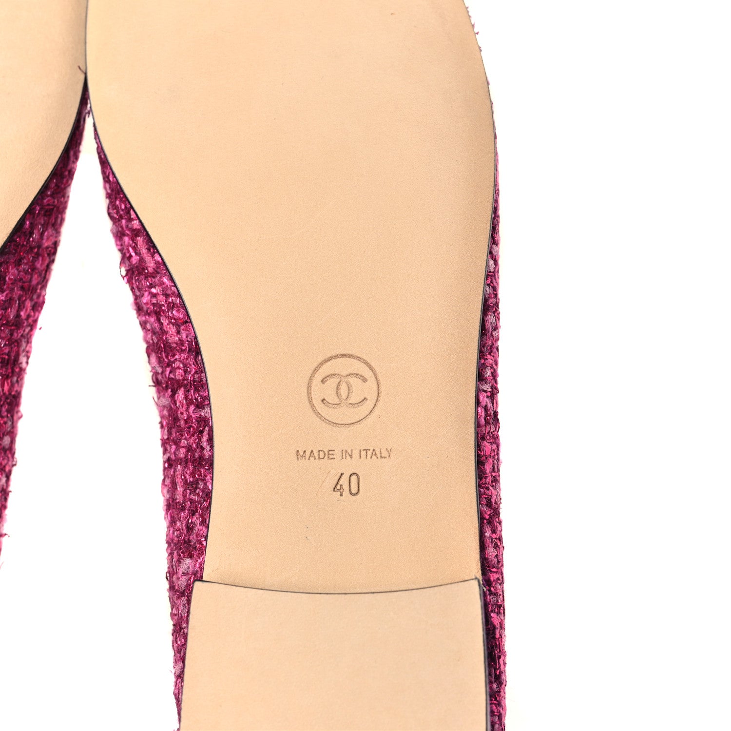 Chanel Tweed Grosgrain Cap Toe Ballerina Flats 40 Fuchsia Black 6 of 9