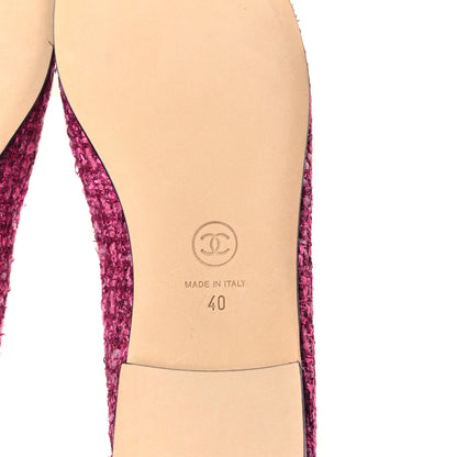 Chanel Tweed Grosgrain Cap Toe Ballerina Flats 40 Fuchsia Black 6 of 9