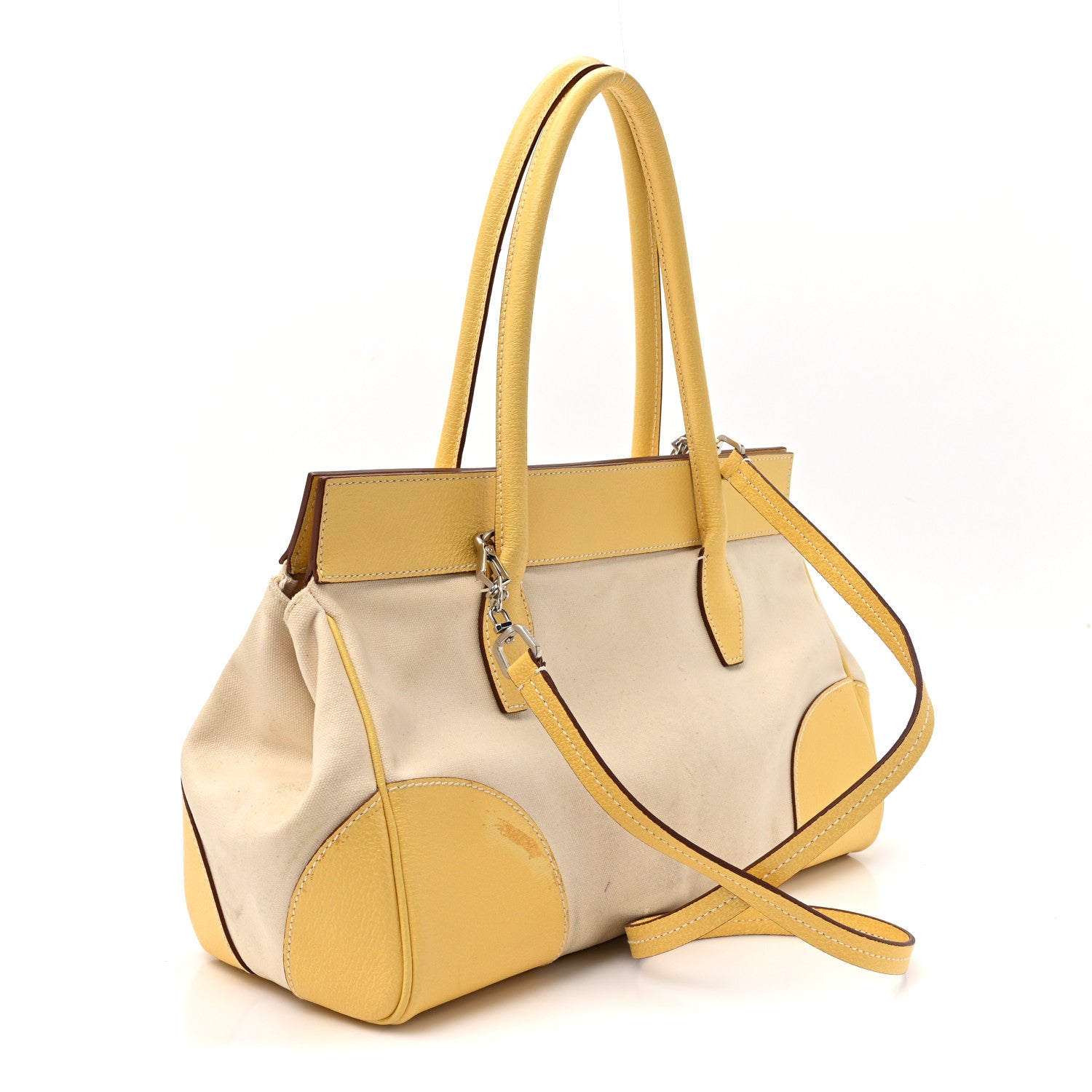 Prada Canapa Cinghiale Cuir Tote Grezzo Crema 3 of 12