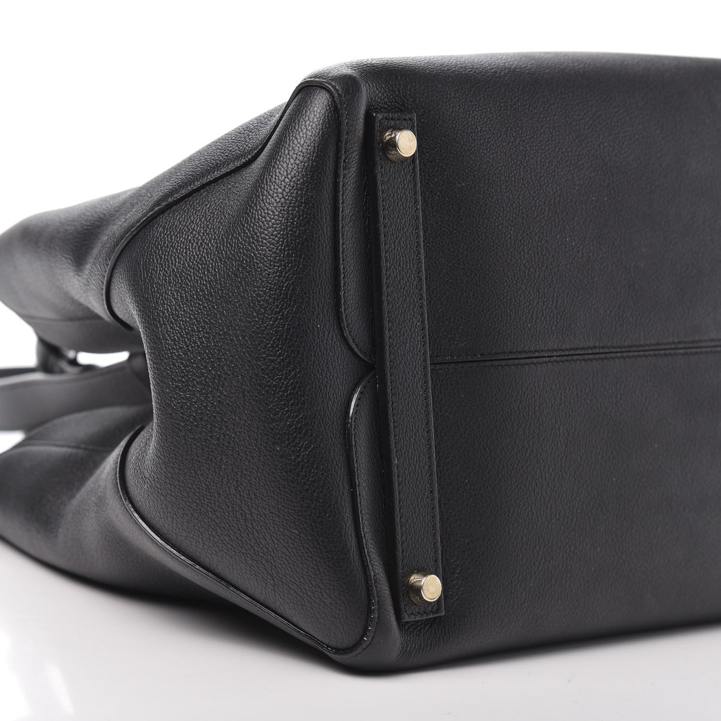 Supple Grained Calfskin Large Open Bar Tote Black