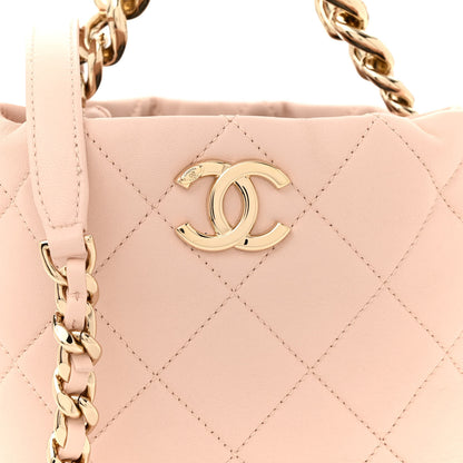 Chanel Lambskin Quilted Resin Bi-Color Chain Bucket Bag Light Beige 8 of 11