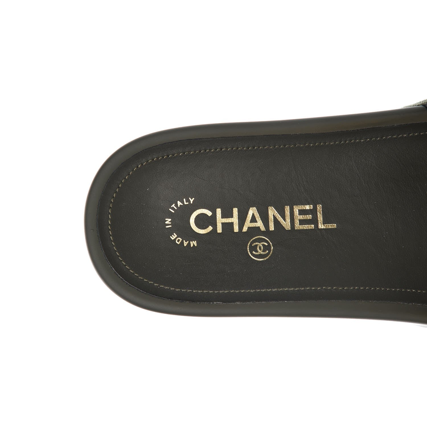 Chanel Canvas Chain Flat Sandals 38 Khaki 8 of 11