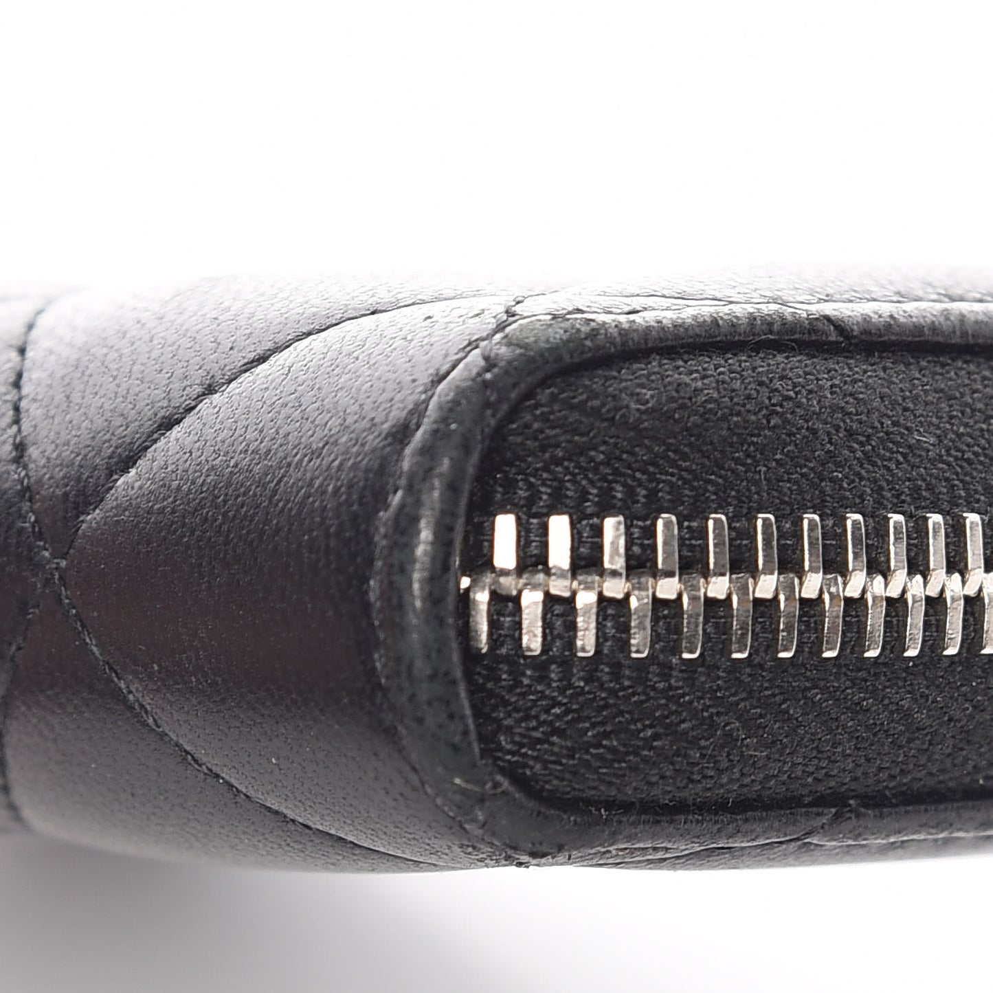 Lambskin Quilted Zip Coin Purse Black