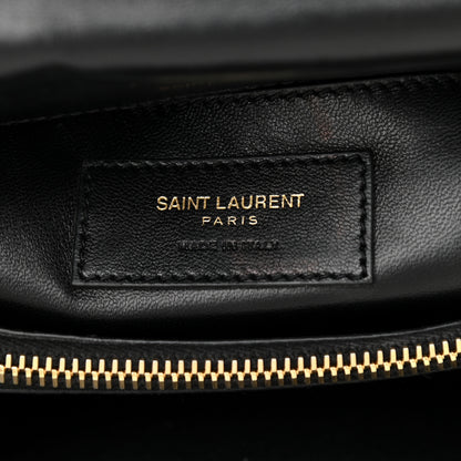 Saint Laurent Calfskin Matelasse Chevron Studded Monogram Medium College Bag Black 7 of 12