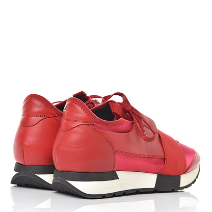 Balenciaga Satin Calfskin Womens Race Runner Sneakers 41 Rouge Groseille 4 of 7