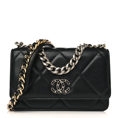 Chanel Goatskin Quilted Chanel 19 Wallet On Chain WOC Black 1 of 10