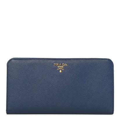 Prada Saffiano Metal Double Snap Travel Wallet Cobalto 1 of 10