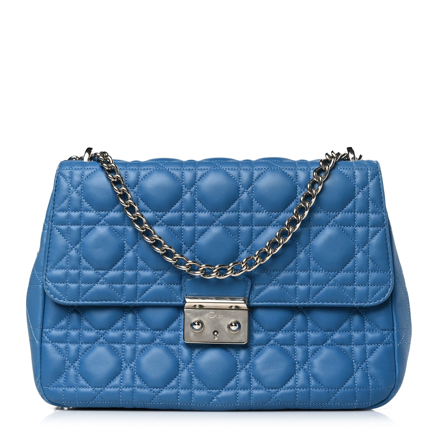 Lambskin Cannage Large Miss Dior Flap Blue