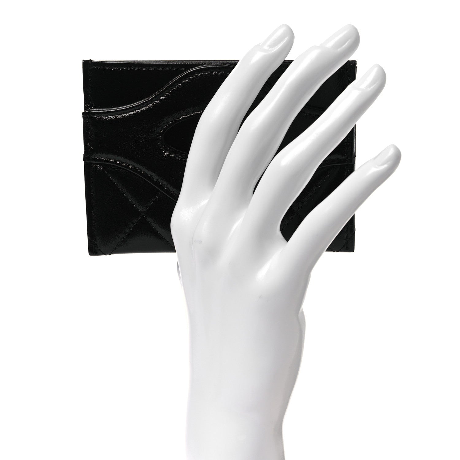 Chanel Shiny Crumpled Calfskin Quilted 31 Card Holder Black 2 of 10