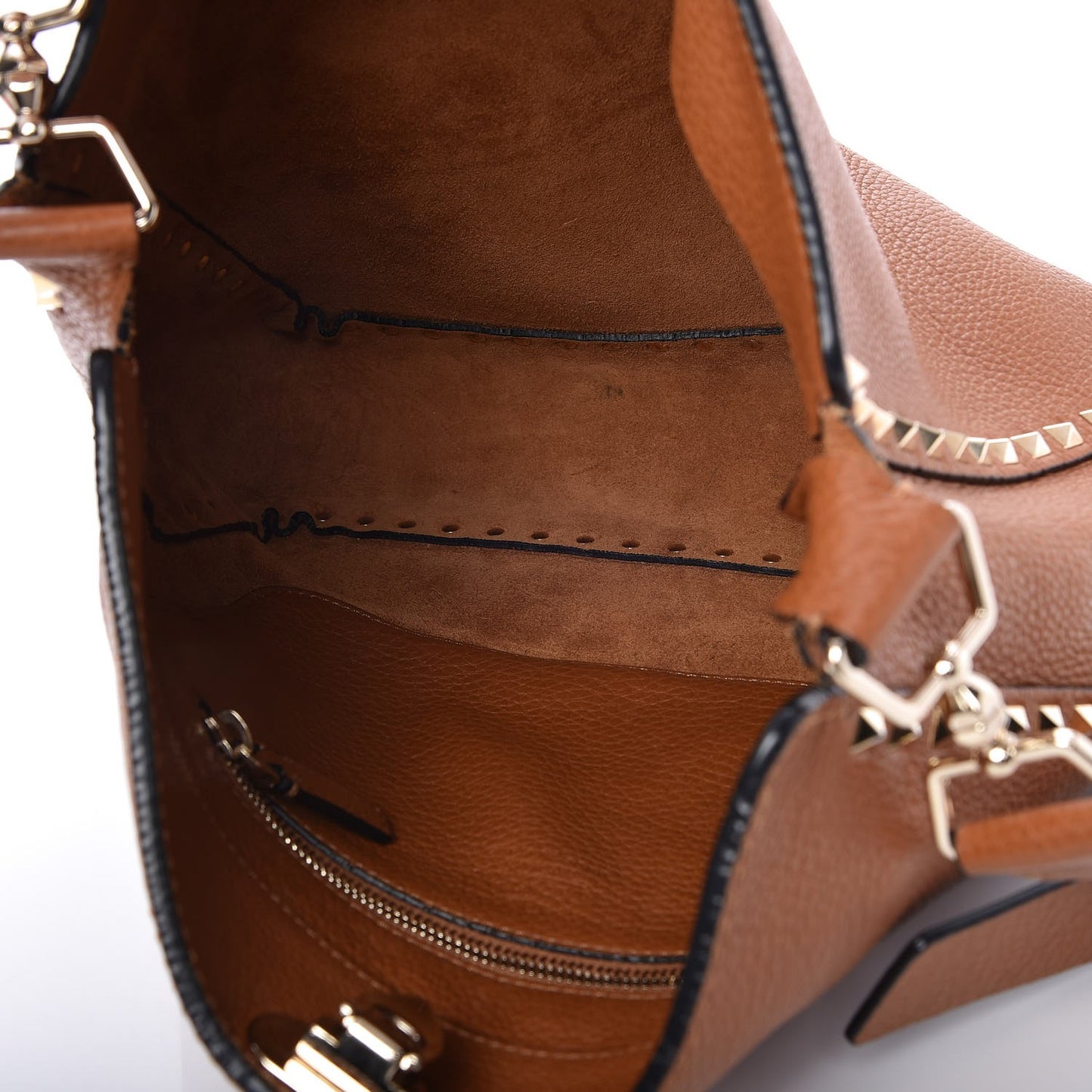 Pebbled Calfskin Large Rockstud Flip-Lock Messenger Bag Light Cuir