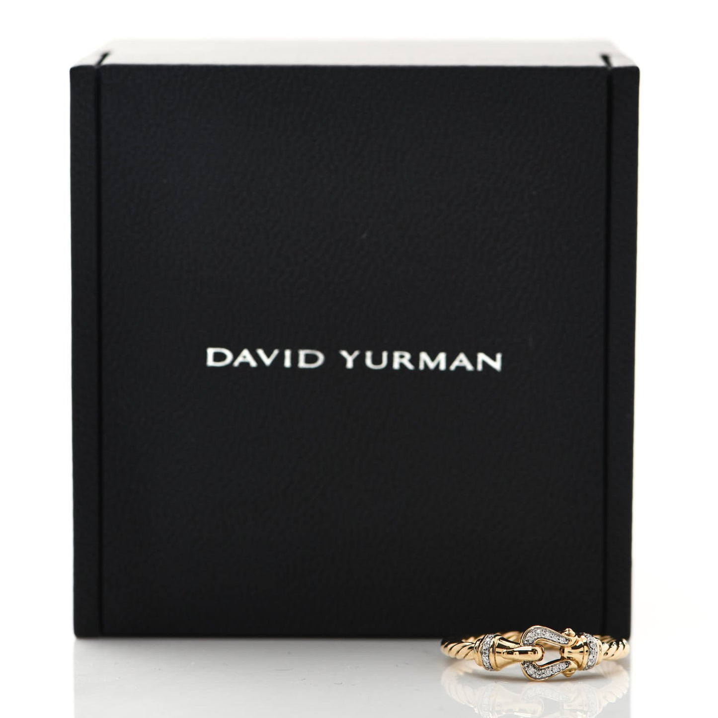 18K Yellow Gold Diamond Petite Buckle Cable Ring 53 6.5