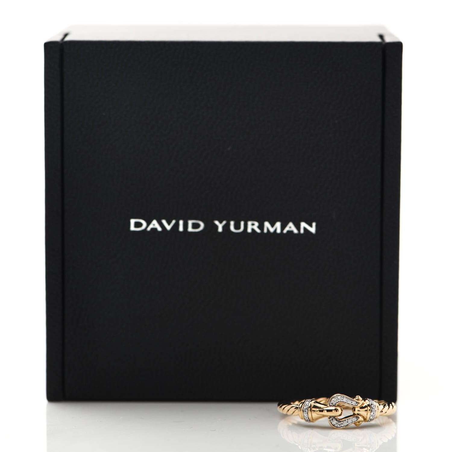 David Yurman 18K Yellow Gold Diamond Petite Buckle Cable Ring 53 6.5 6 of 6
