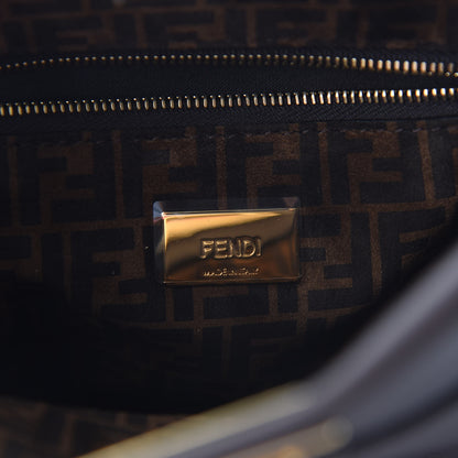 Fendi Vitello Seta Suede FF Mini Peekaboo Iconic Satchel Chocolate Sigaro Marrone 5 of 7