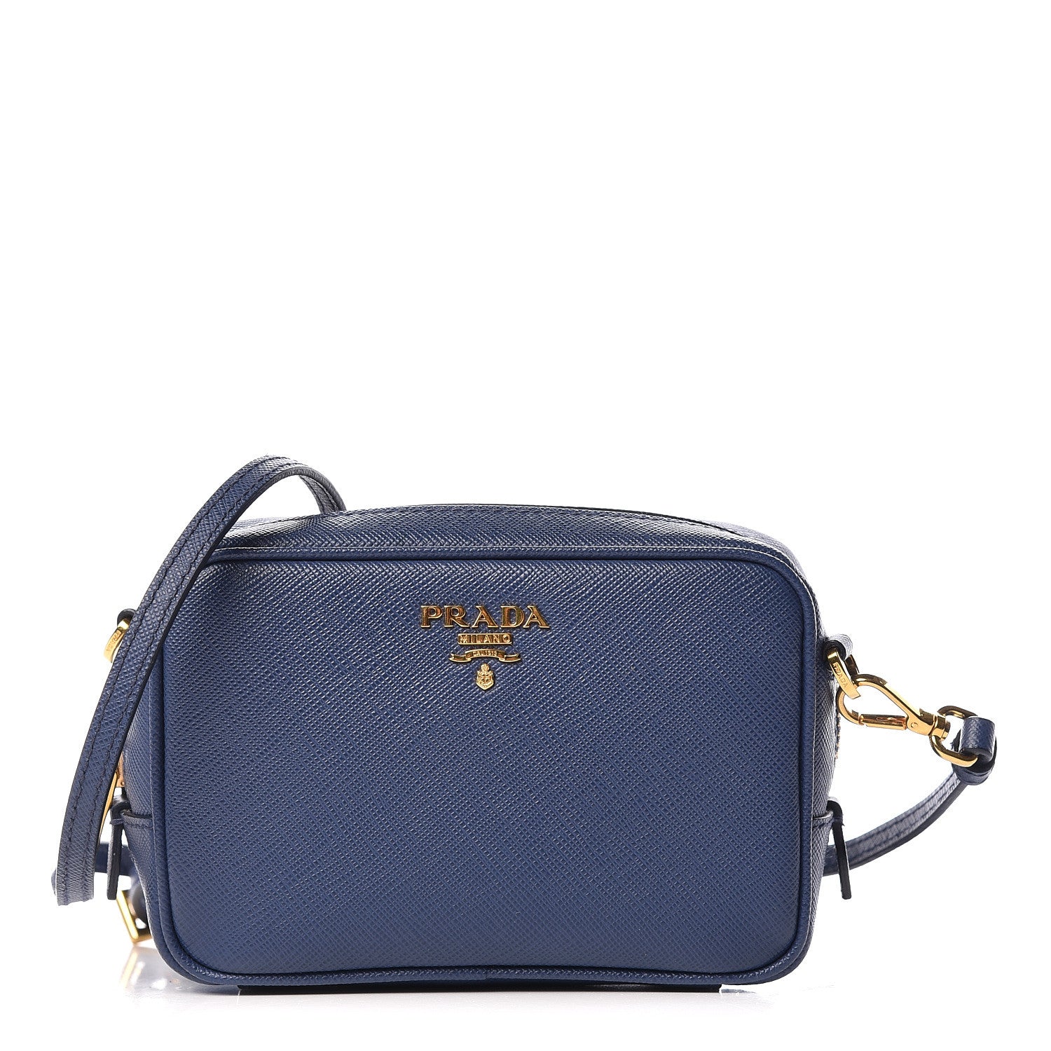 Prada Saffiano Mini Camera Crossbody Bag Bleuette 1 of 11