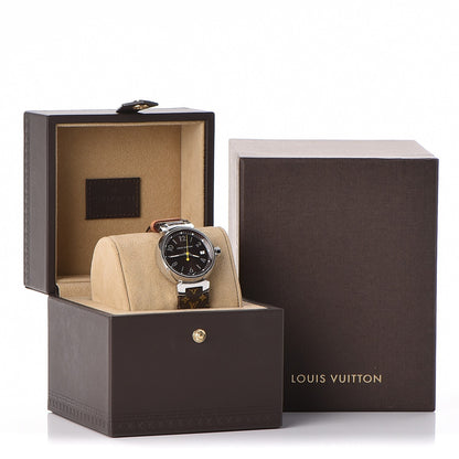 Louis Vuitton Stainless Steel Monogram 34mm Tambour Quartz Watch Brown 10 of 10