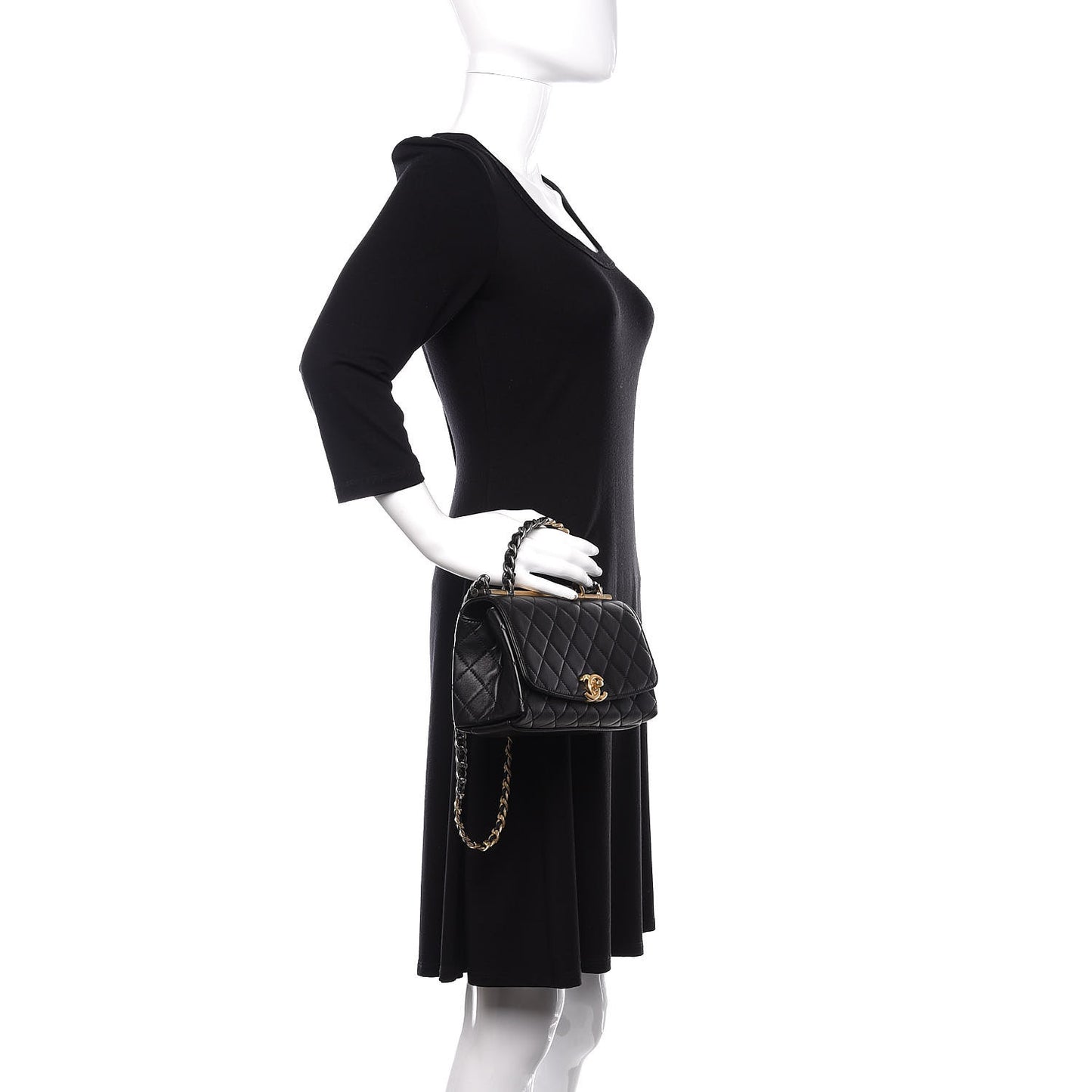 Lambskin Quilted La Parisienne Top Handle Flap Black