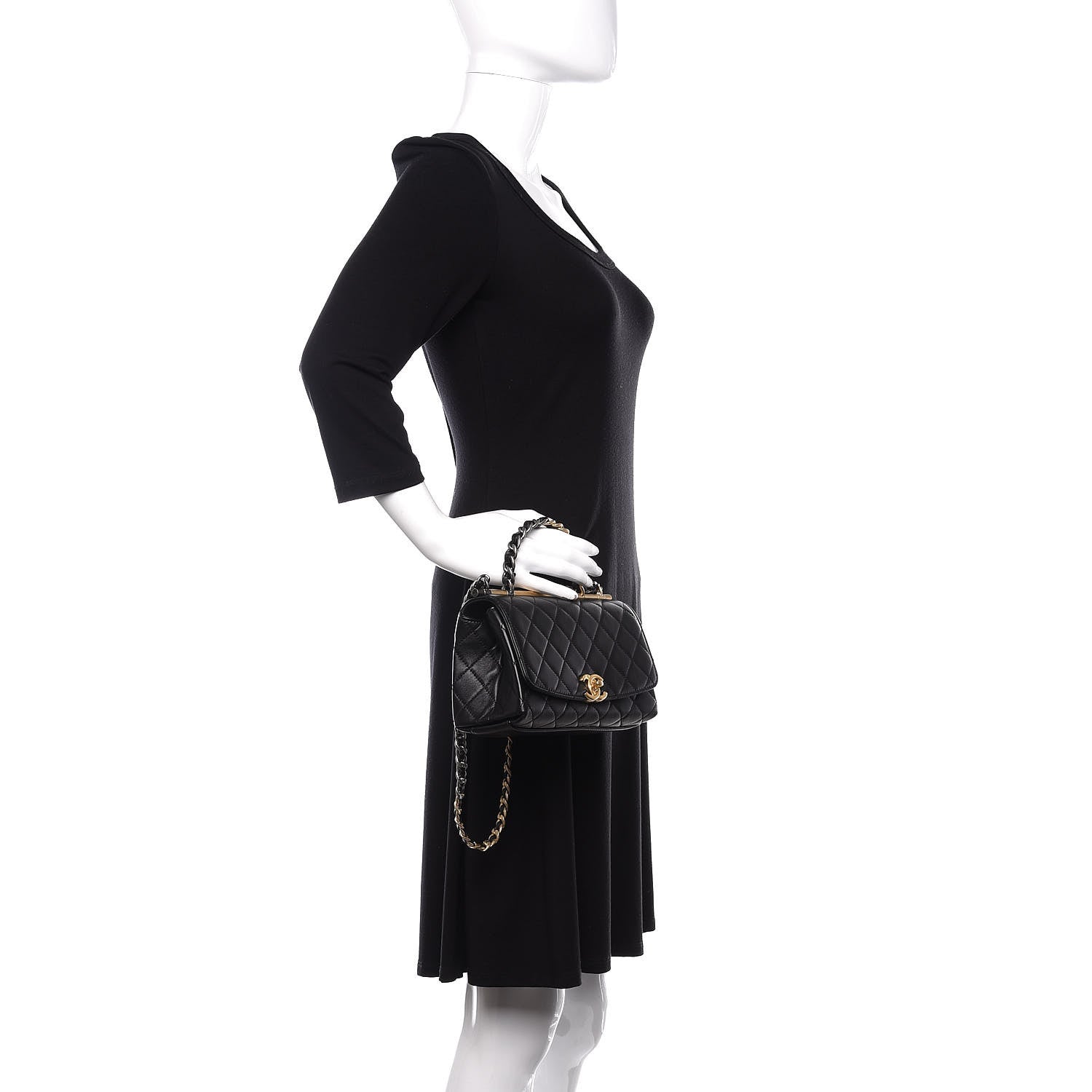 Chanel Lambskin Quilted La Parisienne Top Handle Flap Black 3 of 12