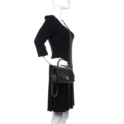 Chanel Lambskin Quilted La Parisienne Top Handle Flap Black 3 of 12