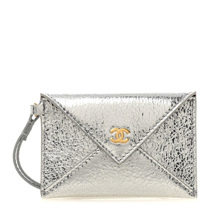 Chanel Metallic Lambskin Card Holder Bag Charm Silvery 1 of 8