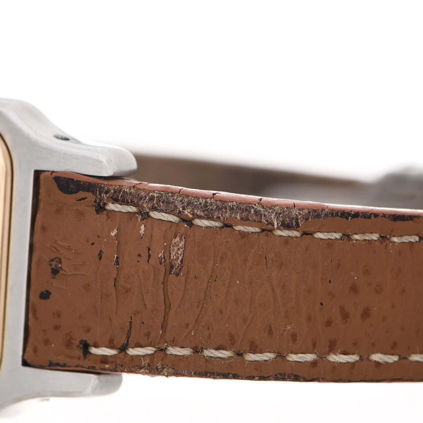 Stainless Steel 18K Yellow Gold Calfskin 24mm Santos de Cartier Galbee Quartz Watch