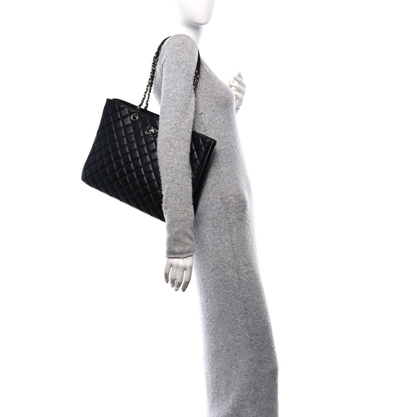 Calfskin Quilted Timeless Tote  Black