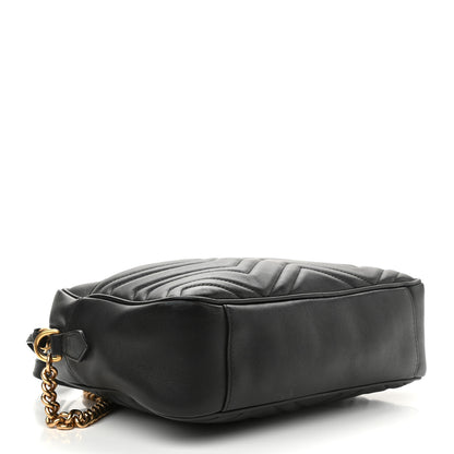 Gucci Calfskin Matelasse Medium GG Marmont Chain Shoulder Bag Black 4 of 10