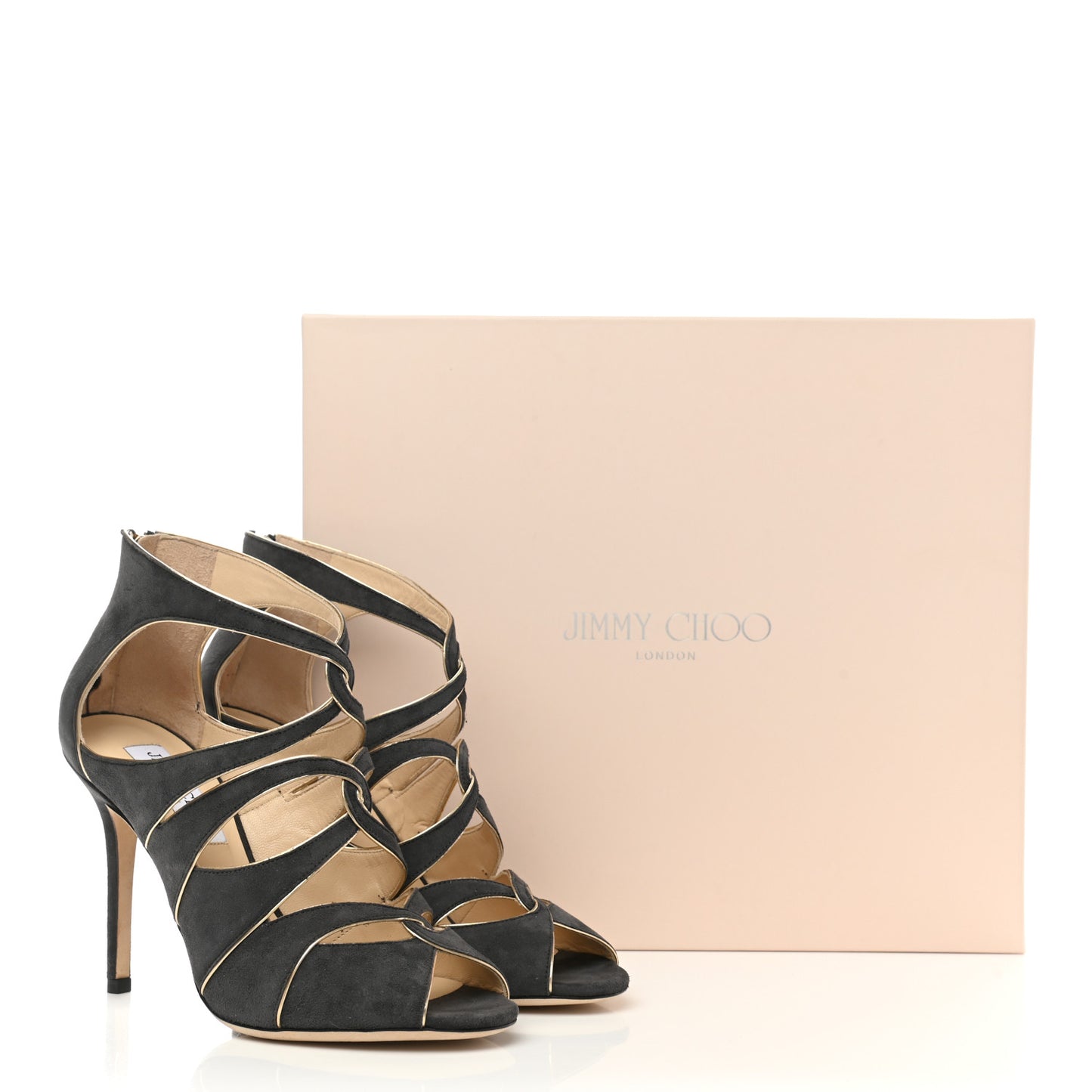Suede Mirror Calfskin Leash Sandal 37 Smoke