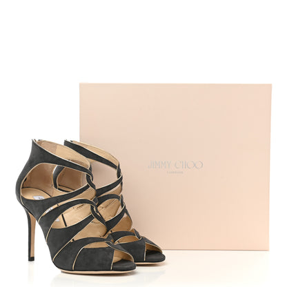 Jimmy Choo Suede Mirror Calfskin Leash Sandal 37 Smoke 11 of 11