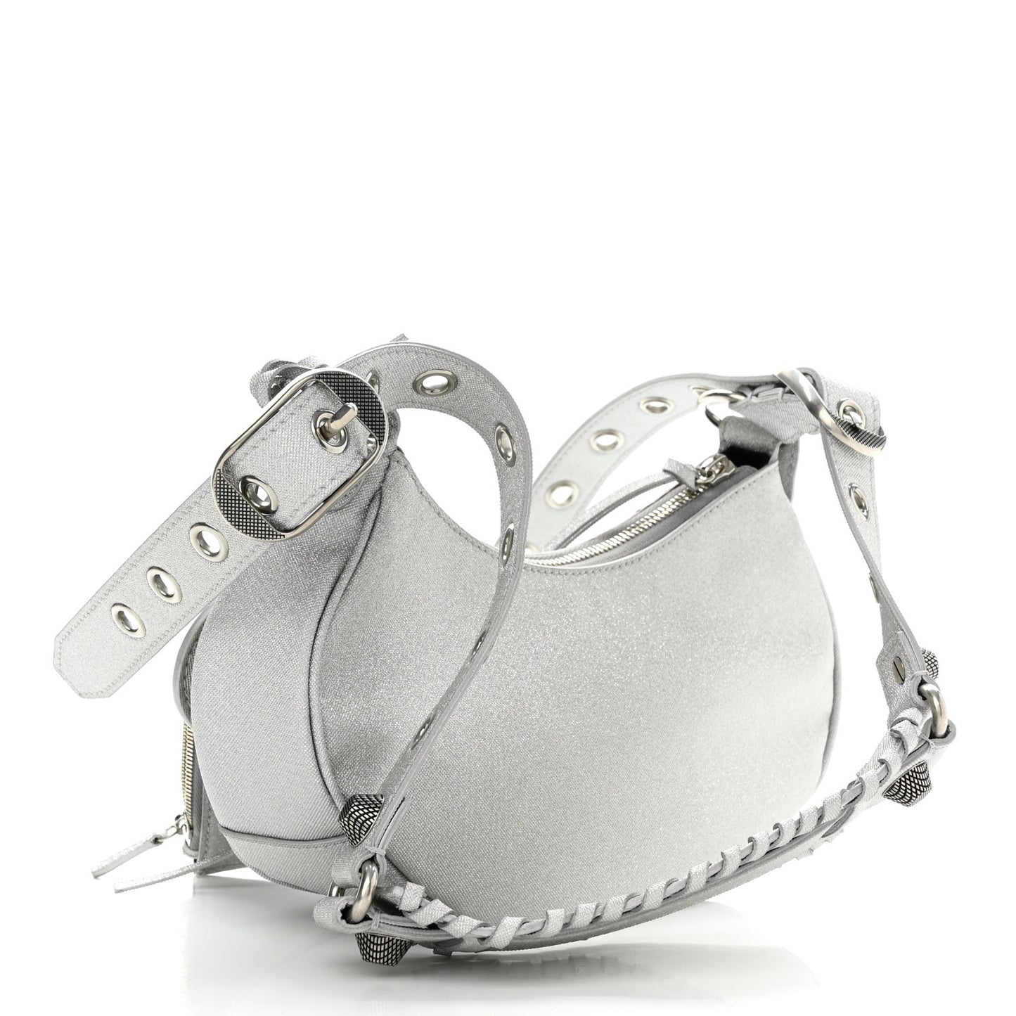 Sparkling Fabric Le Cagole Shoulder Bag XS Silver
