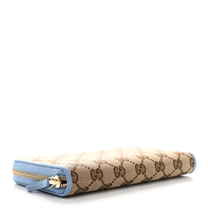 Gucci Monogram Dollar Calfskin Zip Around Wallet Beige Ebony Mineral Blue 4 of 8