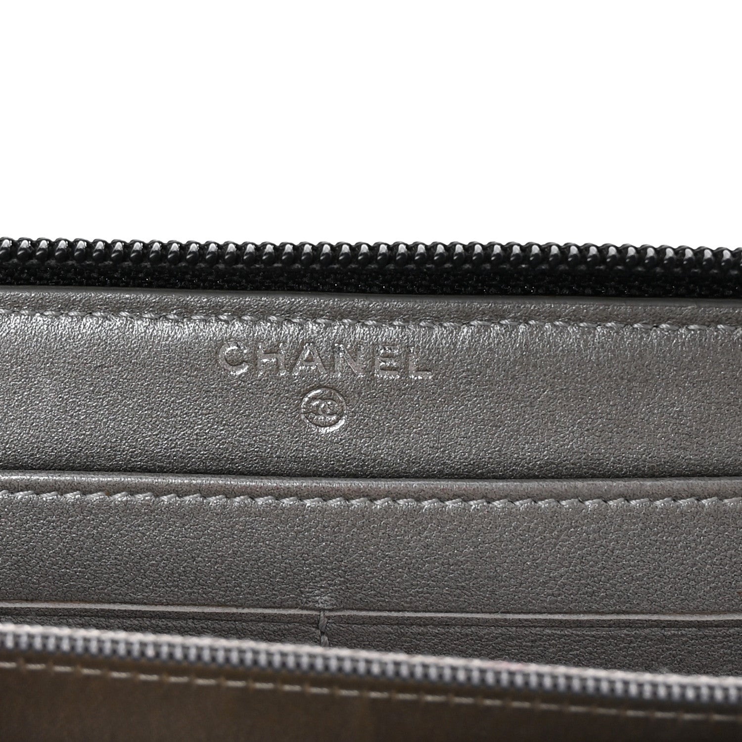 Chanel Lambskin Camellia Embossed Large Zip Around Gusset Wallet Black 6 of 8