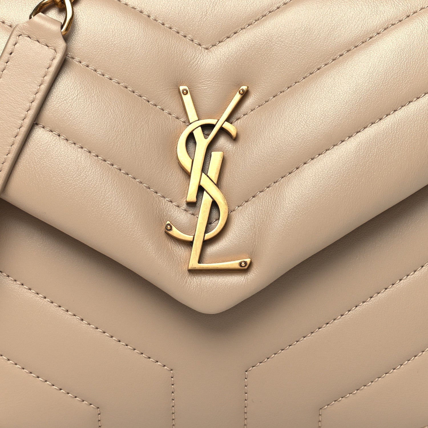 Saint Laurent Calfskin Y Quilted Monogram Small Loulou Chain Satchel Dark Beige 9 of 11