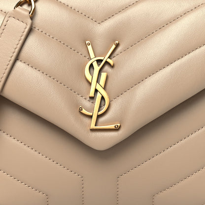 Saint Laurent Calfskin Y Quilted Monogram Small Loulou Chain Satchel Dark Beige 9 of 11