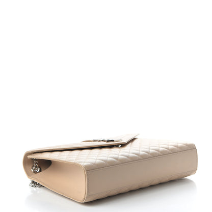 Saint Laurent Grain De Poudre Mixed Matelasse Large Triquilt Monogram Satchel Nude Powder 4 of 9