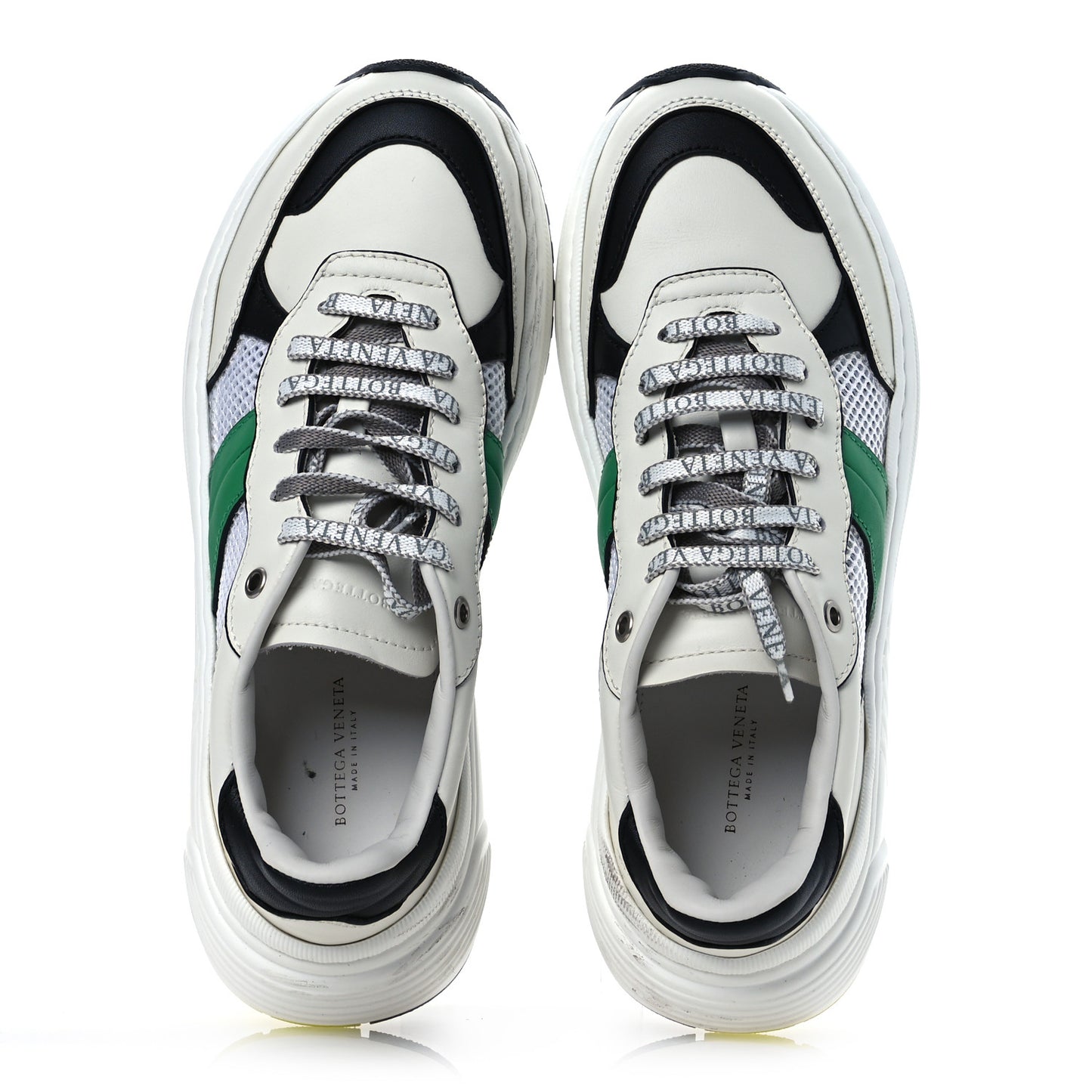 Calfskin Technical Mesh Speedster Sneakers 40 White Black Green
