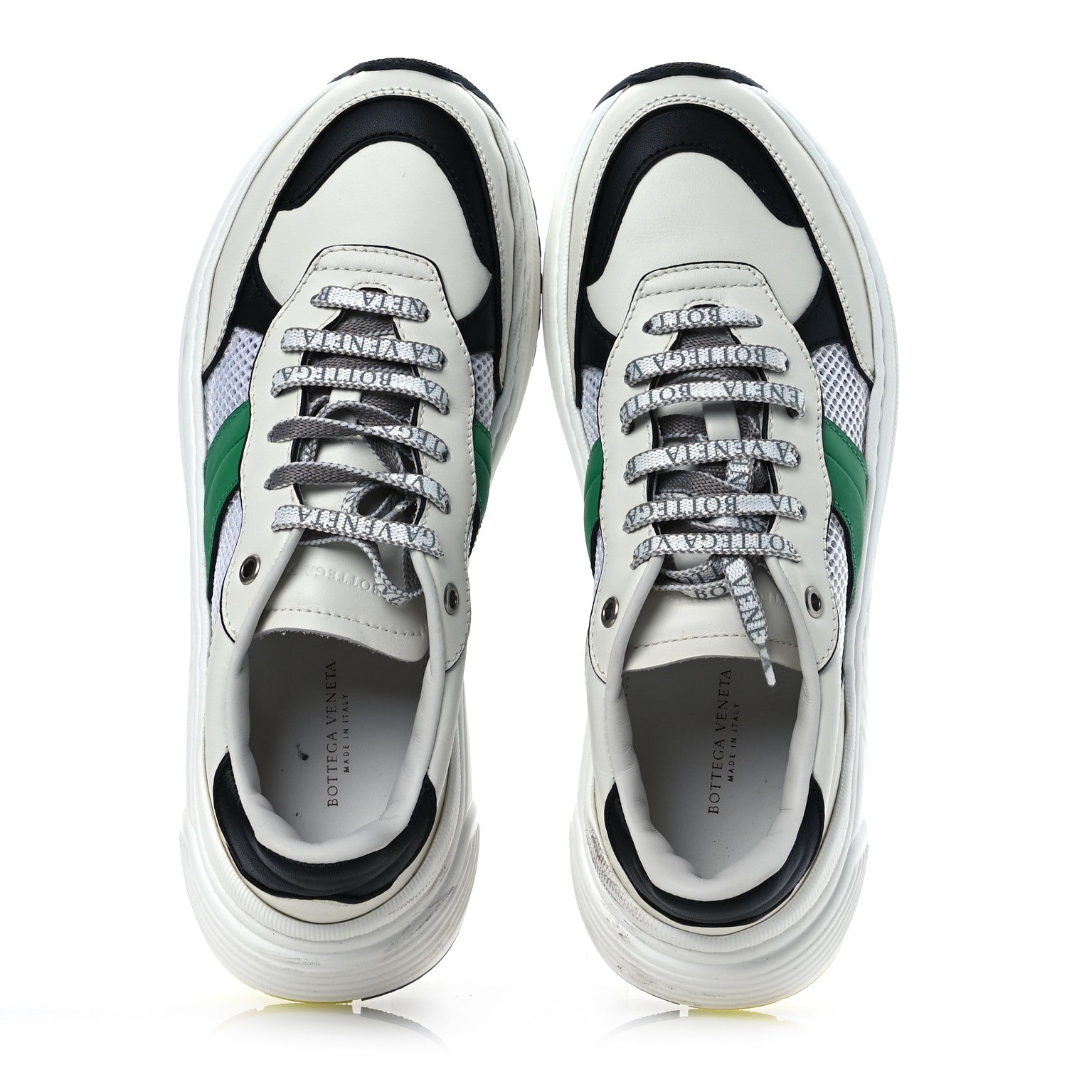 Bottega Veneta Calfskin Technical Mesh Speedster Sneakers 40 White Black Green 2 of 15