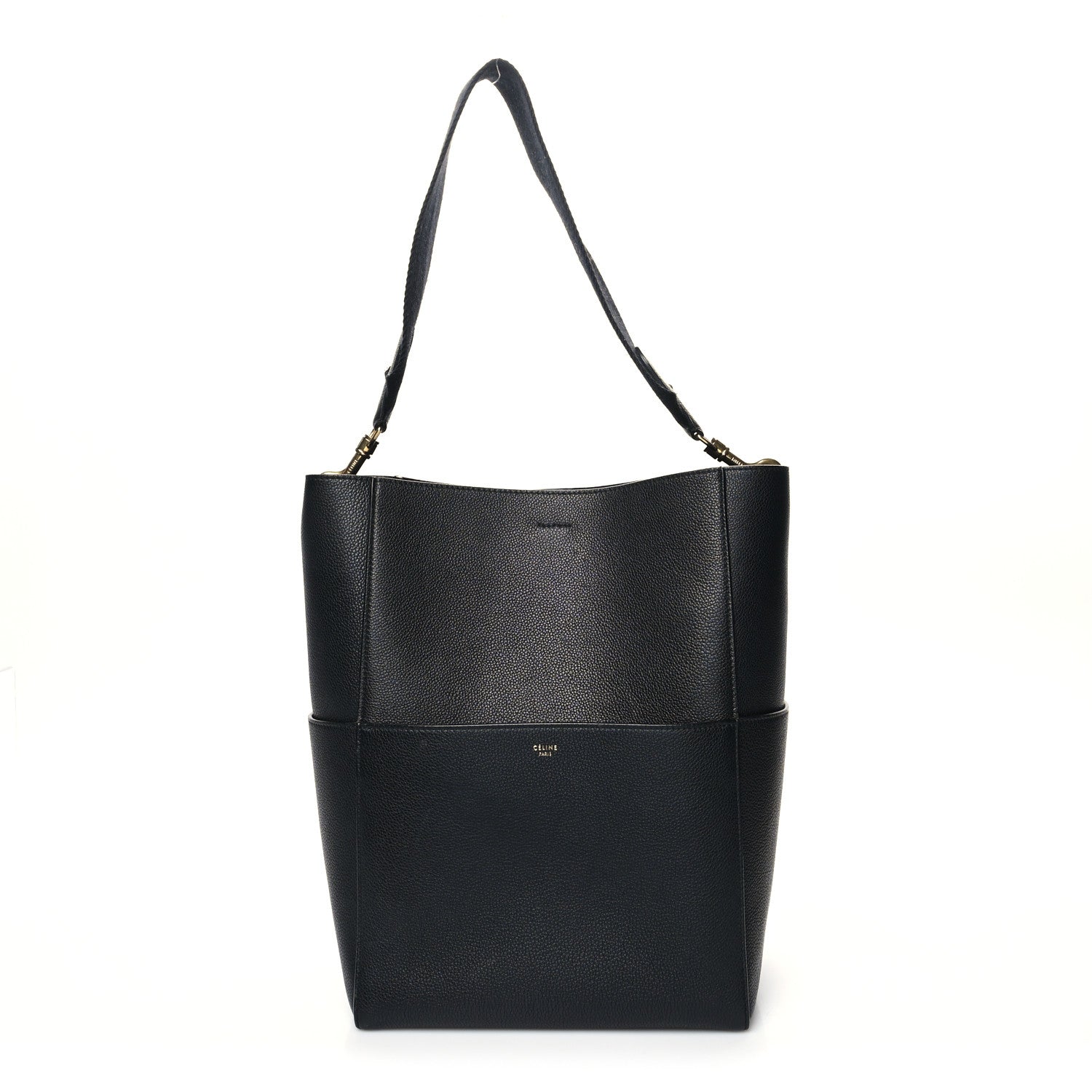 Celine Soft Grained Calfskin Sangle Bucket Bag Black 1 of 12