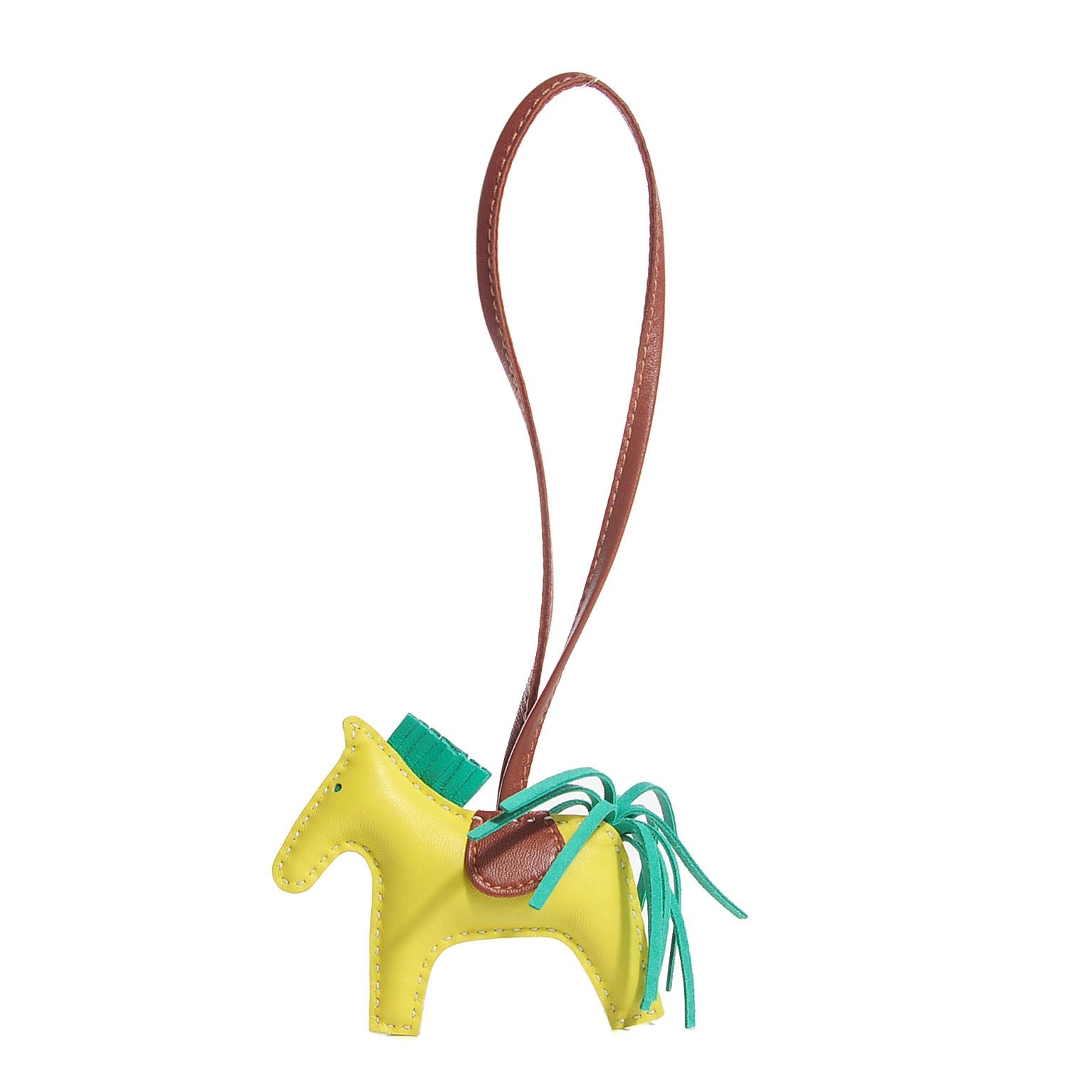 Hermes Milo Lambskin Grigri Rodeo Horse Bag Charm PM Lime Menthe Fauve 1 of 4