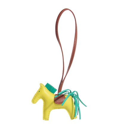 Hermes Milo Lambskin Grigri Rodeo Horse Bag Charm PM Lime Menthe Fauve 1 of 4