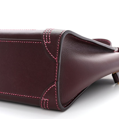 Celine Satin Calfskin Nano Double Stitching Luggage Burgundy Pink 10 of 11