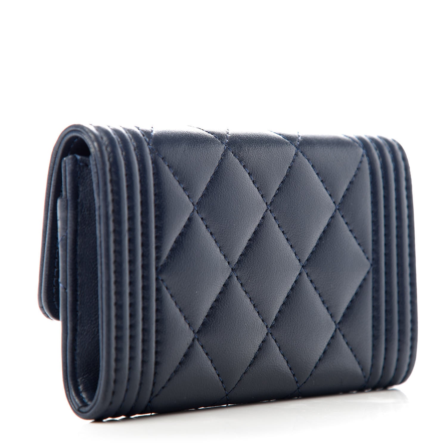 Chanel Lambskin Quilted Boy Card Holder Wallet Navy 3 of 9