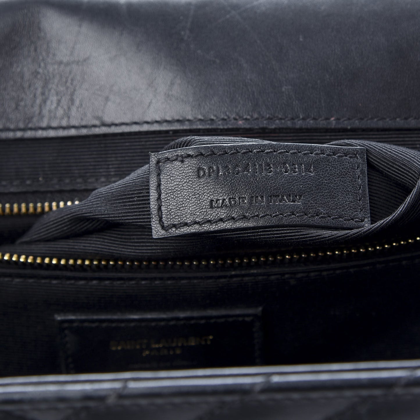 Smooth Calfskin Matelasse Chevron Large Monogram Satchel Black